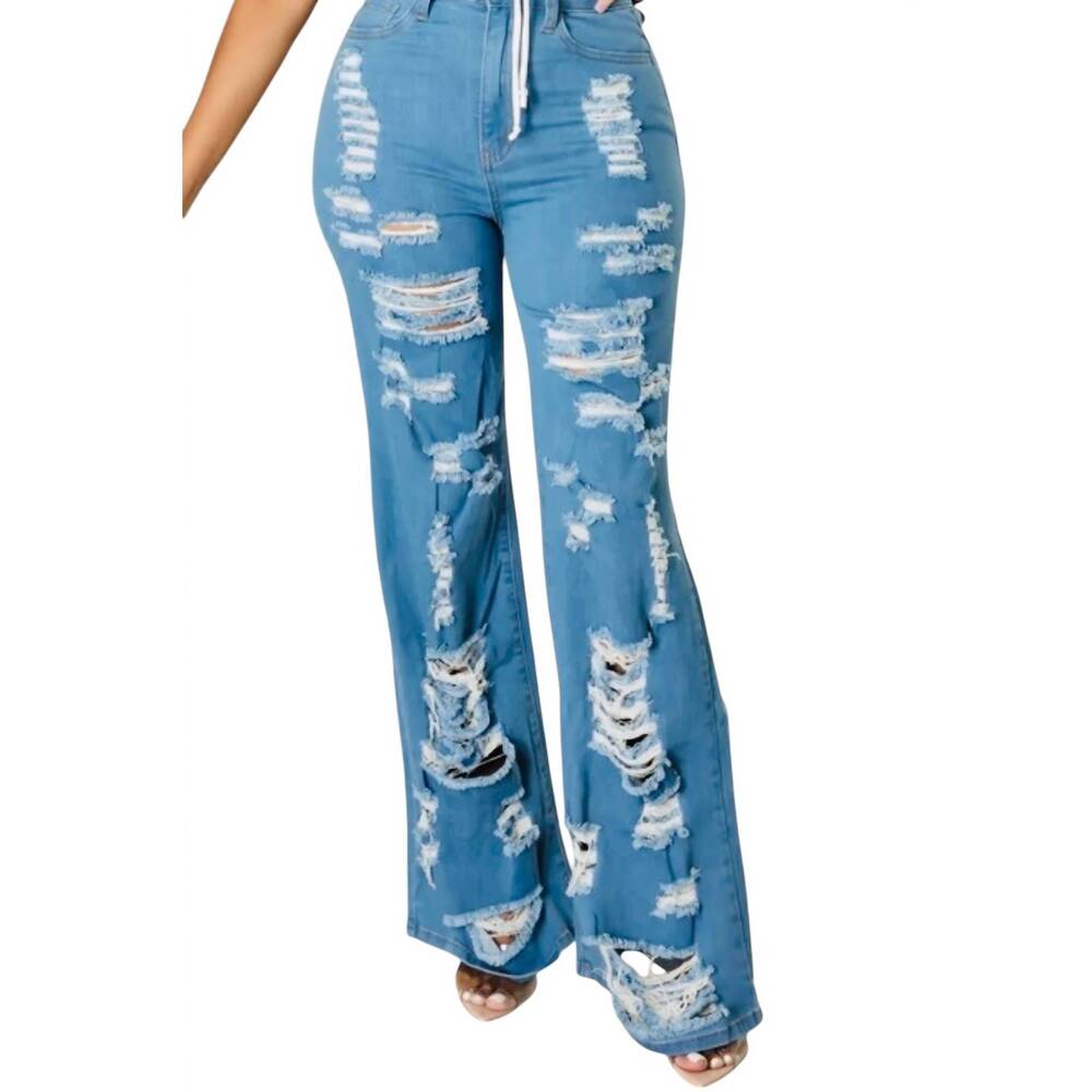 NEW LOVERLY FIT distressed jeans in medium blue
